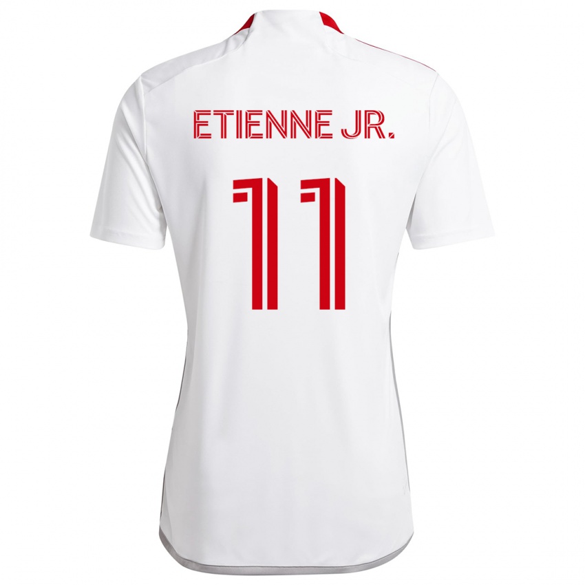 Niño Camiseta Derrick Etienne Jr. #11 Blanco Rojo 2ª Equipación 2024/25 La Camisa Chile