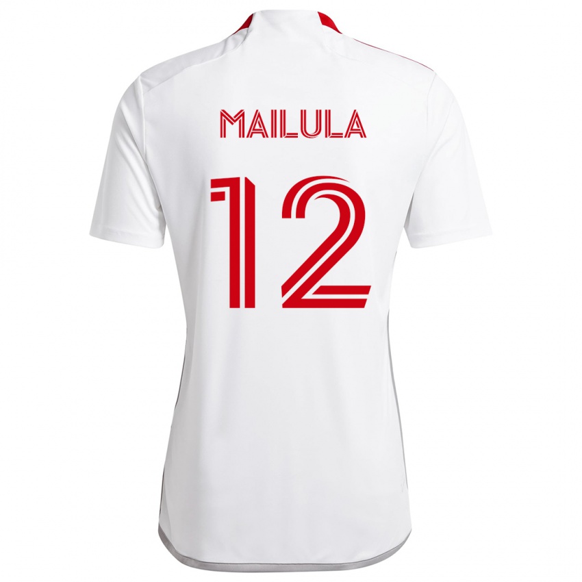 Niño Camiseta Cassius Mailula #12 Blanco Rojo 2ª Equipación 2024/25 La Camisa Chile