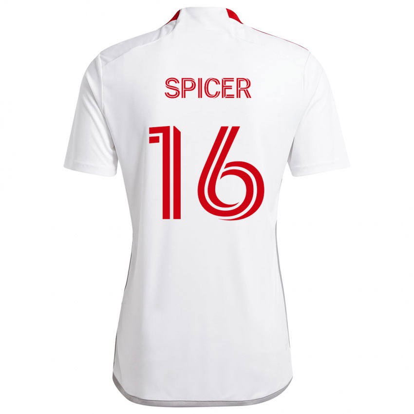 Niño Camiseta Tyrese Spicer #16 Blanco Rojo 2ª Equipación 2024/25 La Camisa Chile