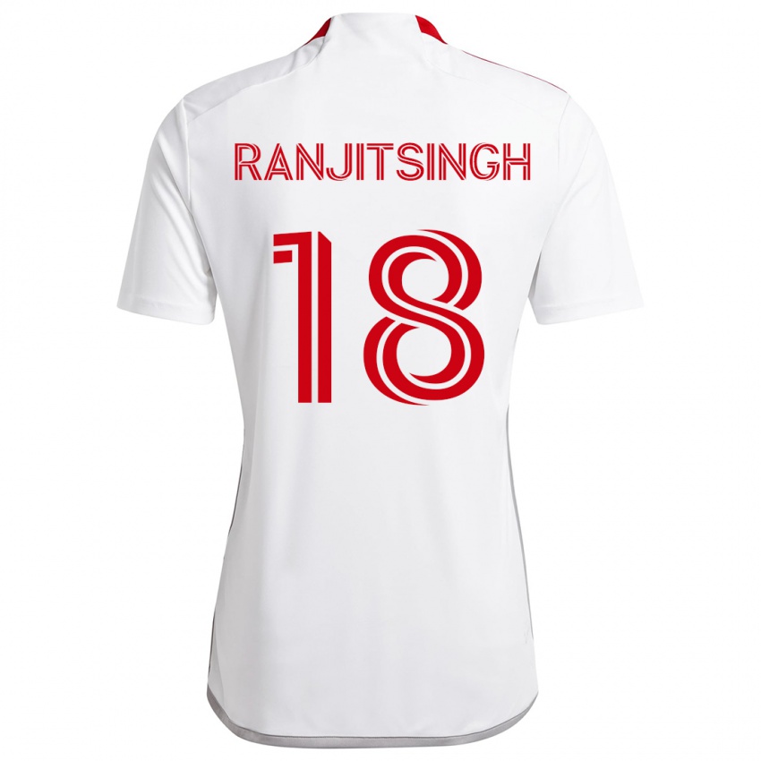 Niño Camiseta Greg Ranjitsingh #18 Blanco Rojo 2ª Equipación 2024/25 La Camisa Chile