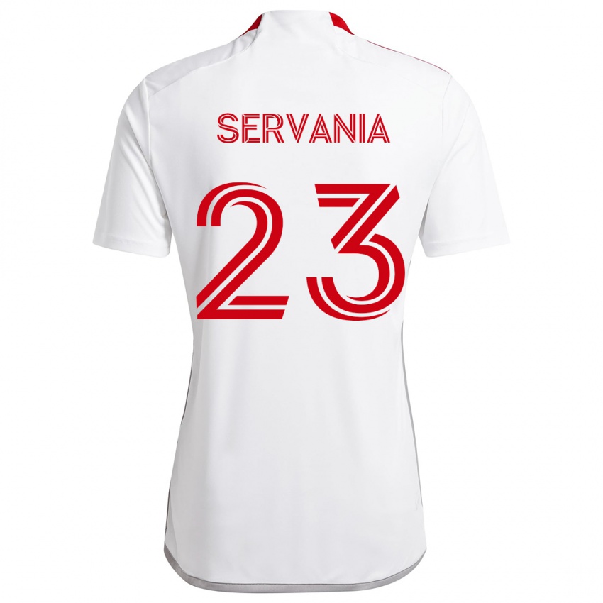 Niño Camiseta Brandon Servania #23 Blanco Rojo 2ª Equipación 2024/25 La Camisa Chile