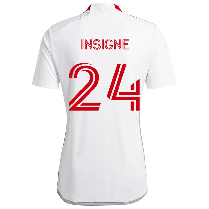 Niño Camiseta Lorenzo Insigne #24 Blanco Rojo 2ª Equipación 2024/25 La Camisa Chile