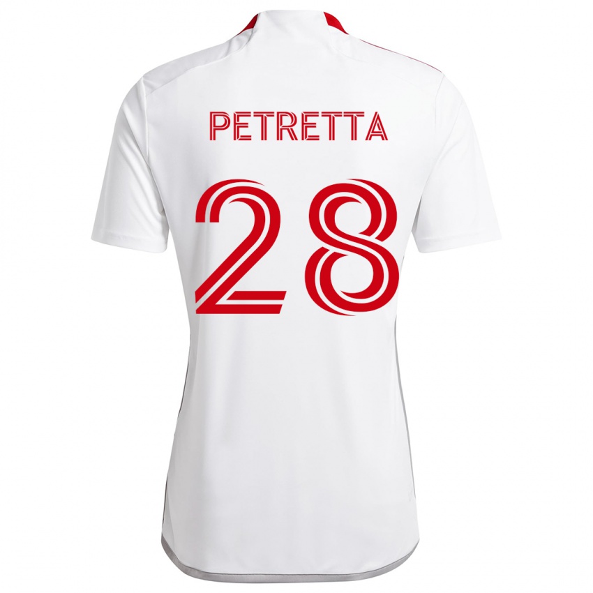 Niño Camiseta Raoul Petretta #28 Blanco Rojo 2ª Equipación 2024/25 La Camisa Chile