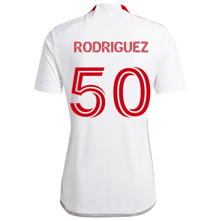 Niño Camiseta Abraham Rodriguez #50 Blanco Rojo 2ª Equipación 2024/25 La Camisa Chile