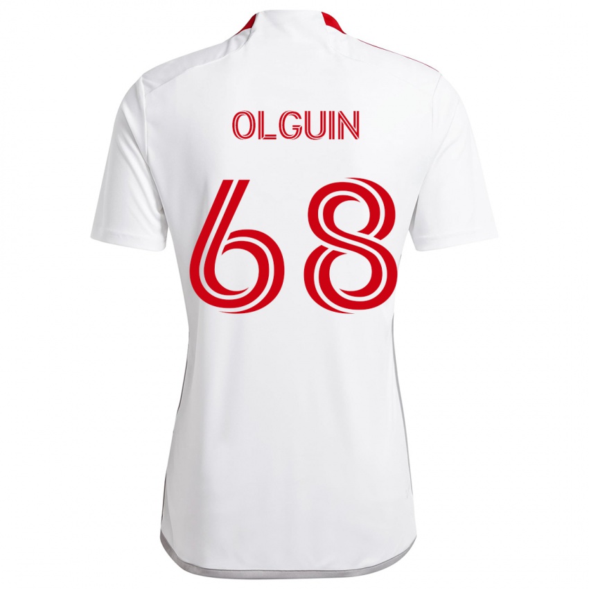 Niño Camiseta Lucas Olguin #68 Blanco Rojo 2ª Equipación 2024/25 La Camisa Chile