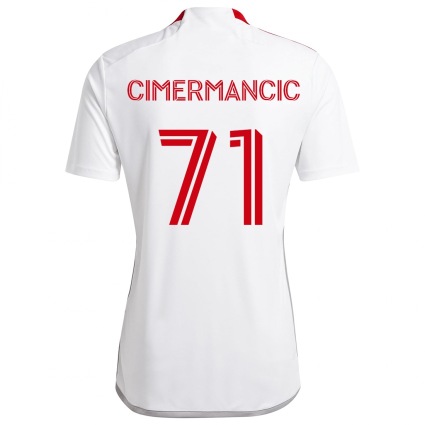 Niño Camiseta Markus Cimermancic #71 Blanco Rojo 2ª Equipación 2024/25 La Camisa Chile