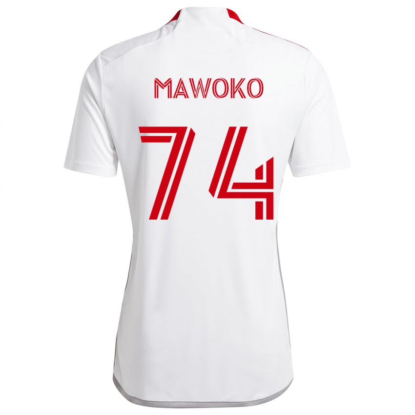 Niño Camiseta Kundai Mawoko #74 Blanco Rojo 2ª Equipación 2024/25 La Camisa Chile