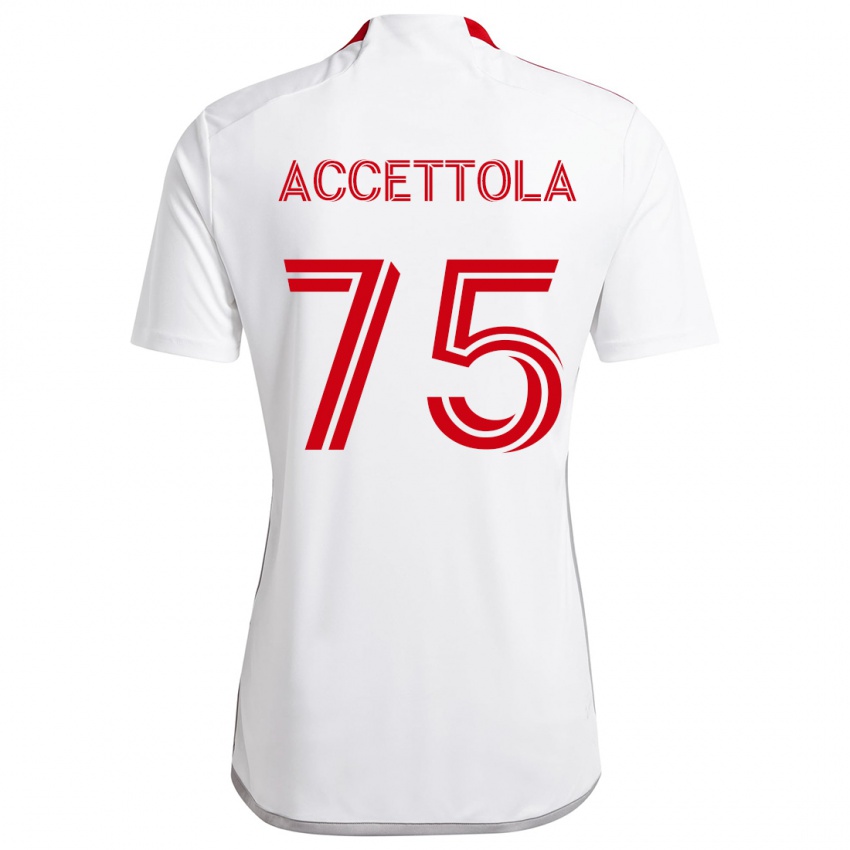 Niño Camiseta Luca Accettola #75 Blanco Rojo 2ª Equipación 2024/25 La Camisa Chile