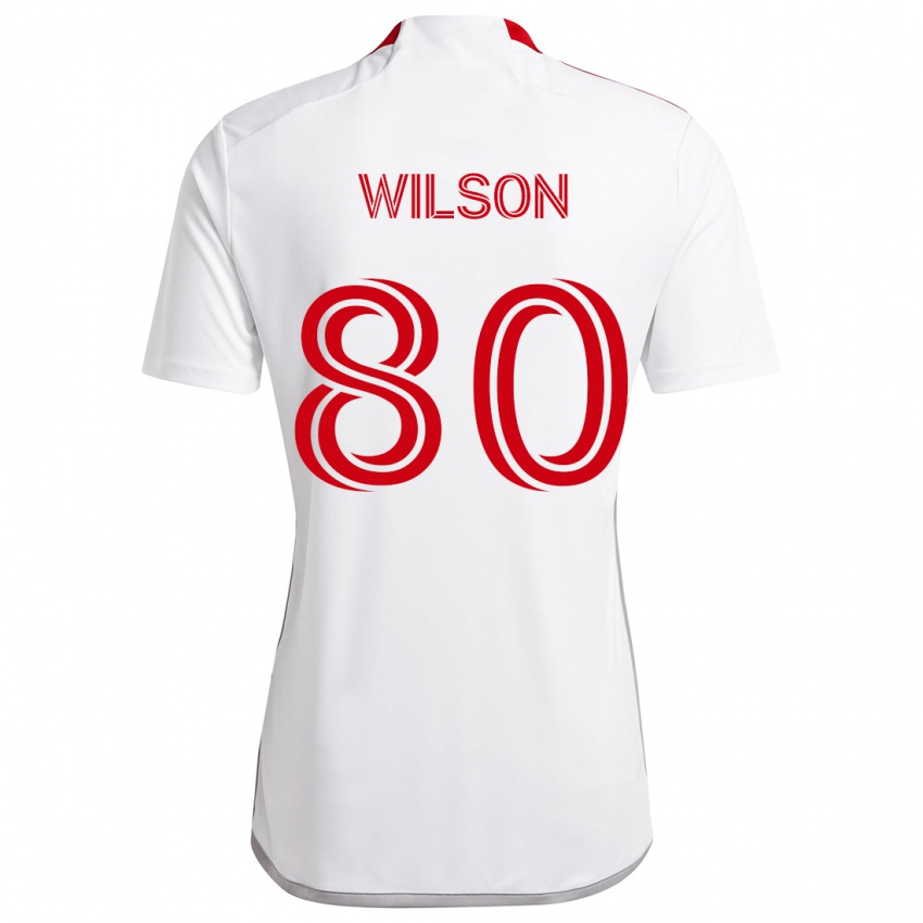 Niño Camiseta Shafique Wilson #80 Blanco Rojo 2ª Equipación 2024/25 La Camisa Chile