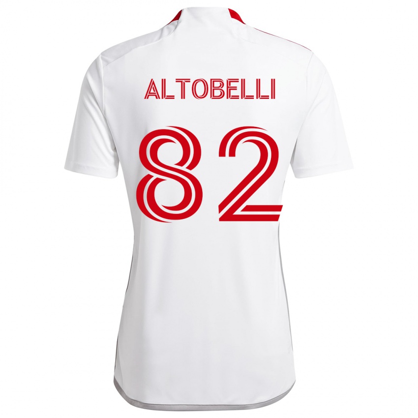 Niño Camiseta Julian Altobelli #82 Blanco Rojo 2ª Equipación 2024/25 La Camisa Chile