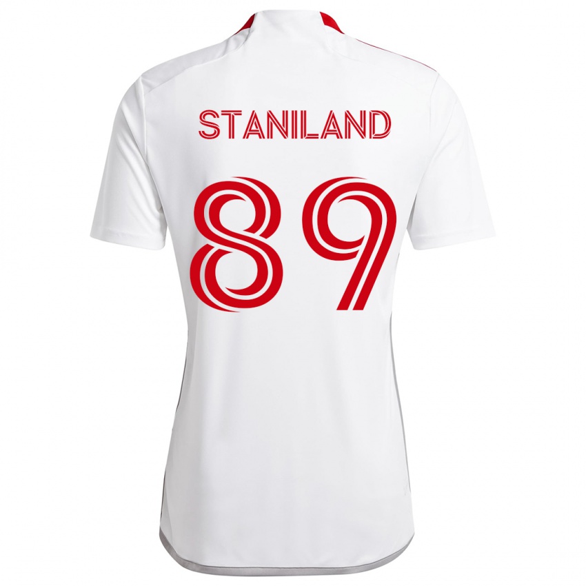 Niño Camiseta Charlie Staniland #89 Blanco Rojo 2ª Equipación 2024/25 La Camisa Chile