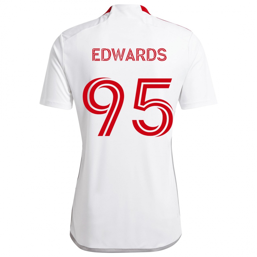 Niño Camiseta Nathaniel Edwards #95 Blanco Rojo 2ª Equipación 2024/25 La Camisa Chile