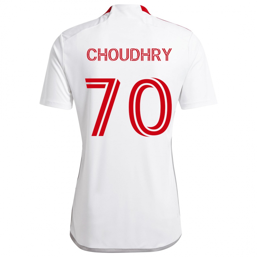 Niño Camiseta Benjamin Choudhry #70 Blanco Rojo 2ª Equipación 2024/25 La Camisa Chile