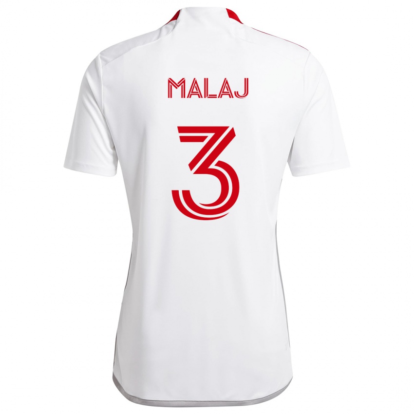 Niño Camiseta Albert Malaj #3 Blanco Rojo 2ª Equipación 2024/25 La Camisa Chile