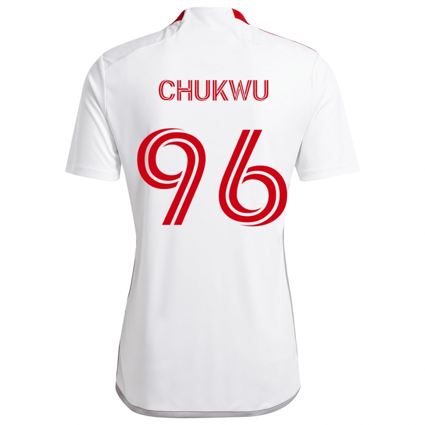 Niño Camiseta Richard Chukwu #96 Blanco Rojo 2ª Equipación 2024/25 La Camisa Chile