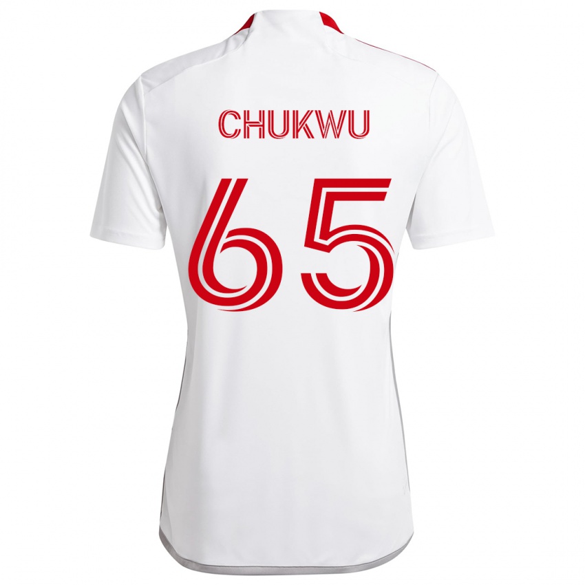 Niño Camiseta Joses Chukwu #65 Blanco Rojo 2ª Equipación 2024/25 La Camisa Chile