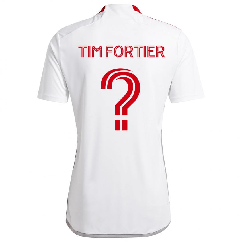 Niño Camiseta Tim Fortier #0 Blanco Rojo 2ª Equipación 2024/25 La Camisa Chile