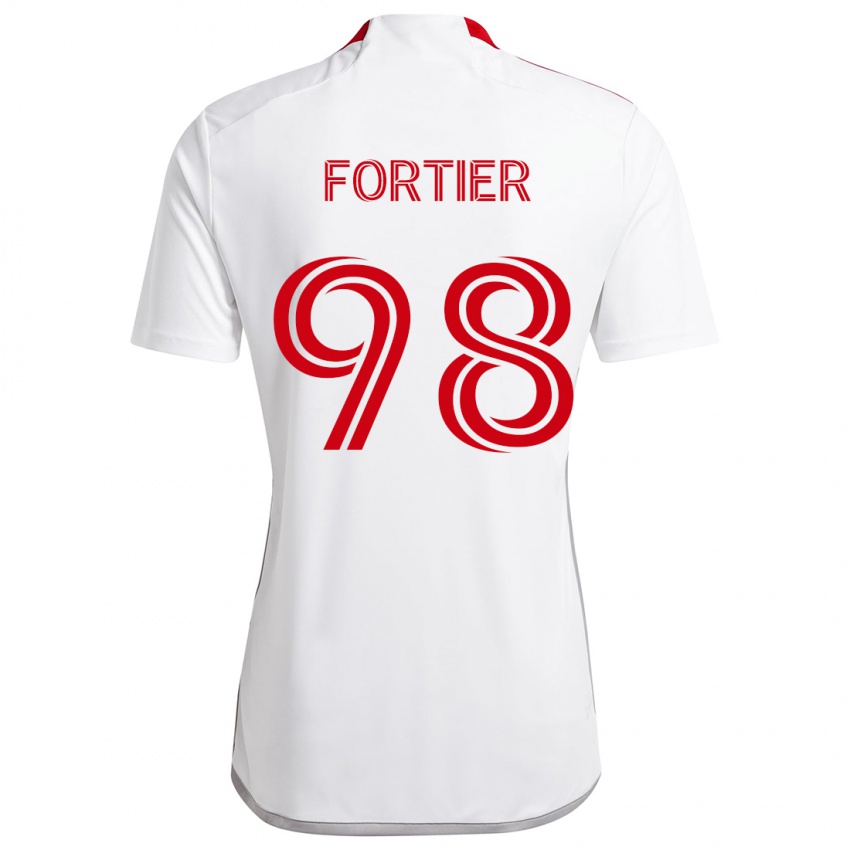 Niño Camiseta Kristjan Fortier #98 Blanco Rojo 2ª Equipación 2024/25 La Camisa Chile