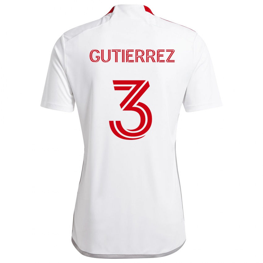 Niño Camiseta Cristián Gutiérrez #3 Blanco Rojo 2ª Equipación 2024/25 La Camisa Chile