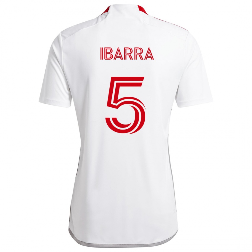 Niño Camiseta Franco Ibarra #5 Blanco Rojo 2ª Equipación 2024/25 La Camisa Chile