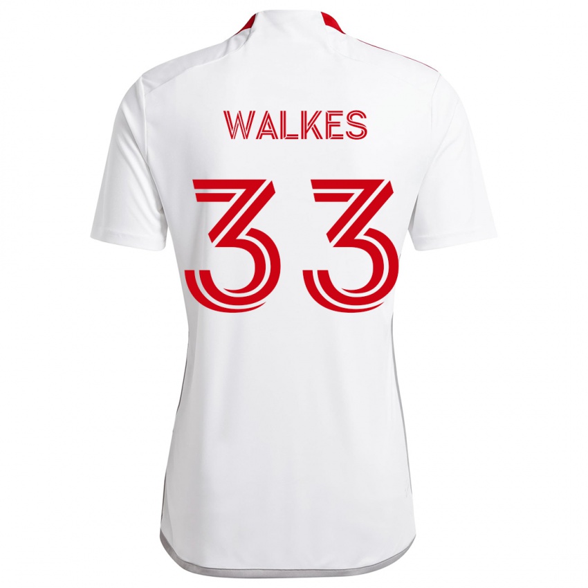 Niño Camiseta Reshaun Walkes #33 Blanco Rojo 2ª Equipación 2024/25 La Camisa Chile