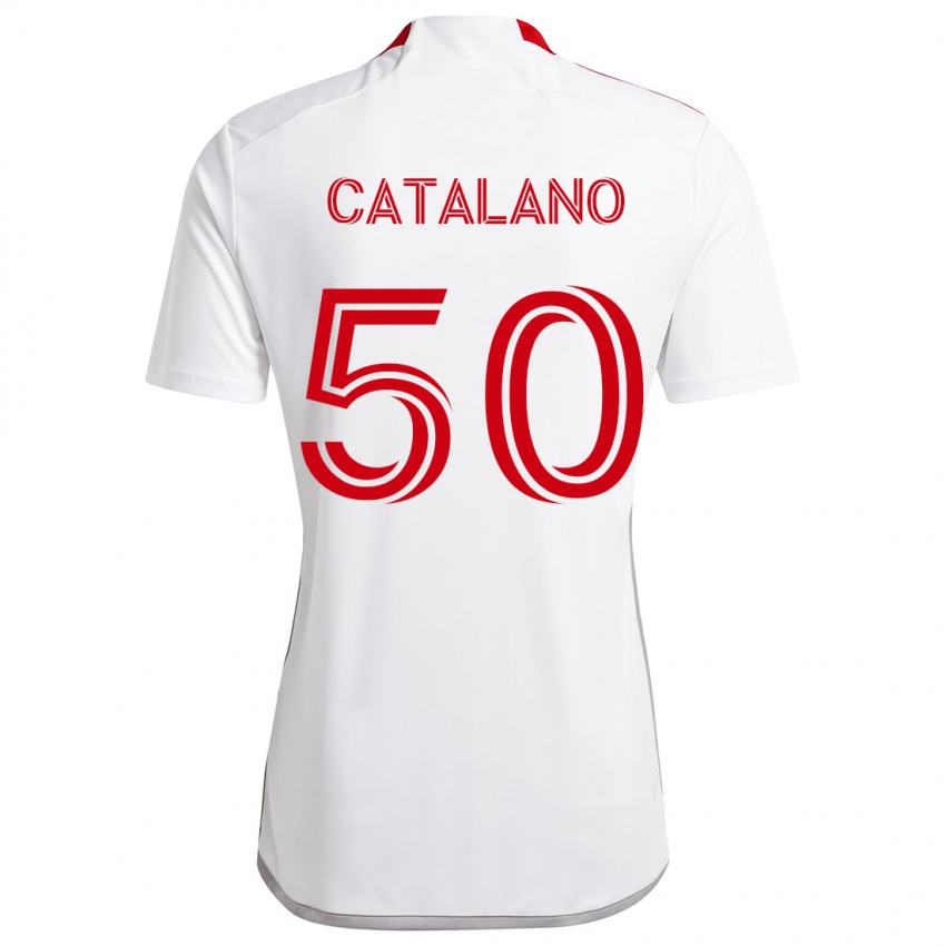 Niño Camiseta Gianluca Catalano #50 Blanco Rojo 2ª Equipación 2024/25 La Camisa Chile