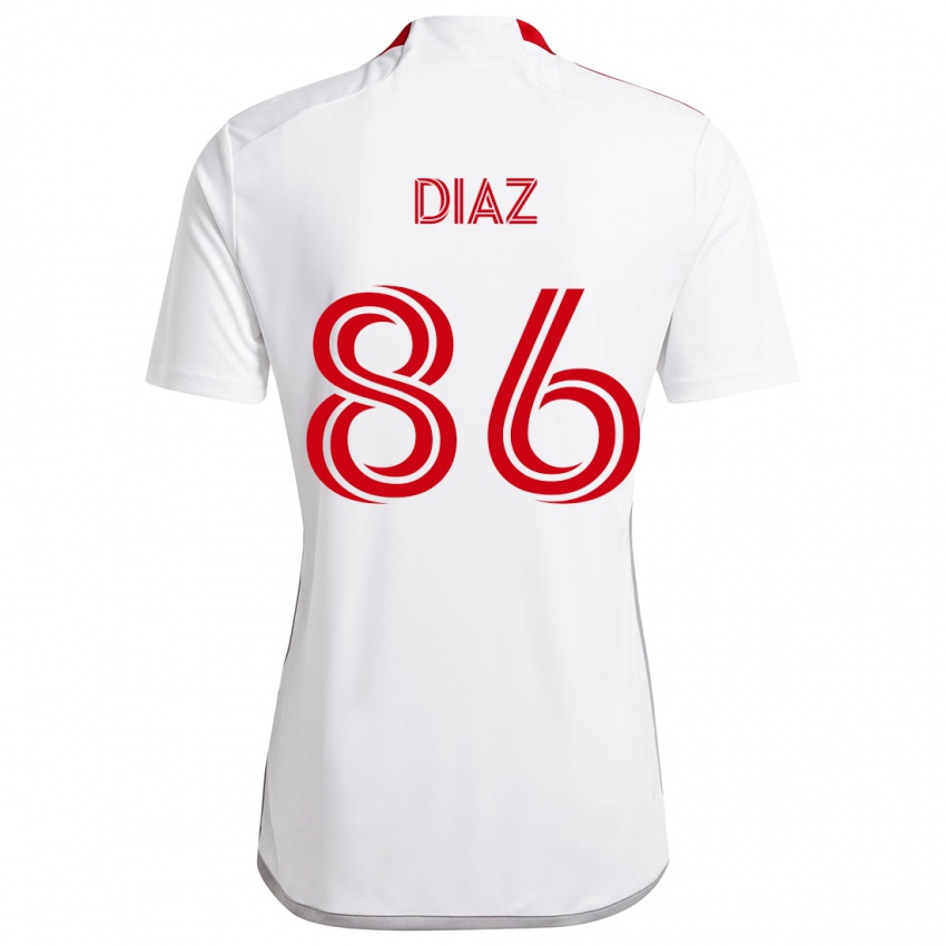 Niño Camiseta Alec Díaz #86 Blanco Rojo 2ª Equipación 2024/25 La Camisa Chile