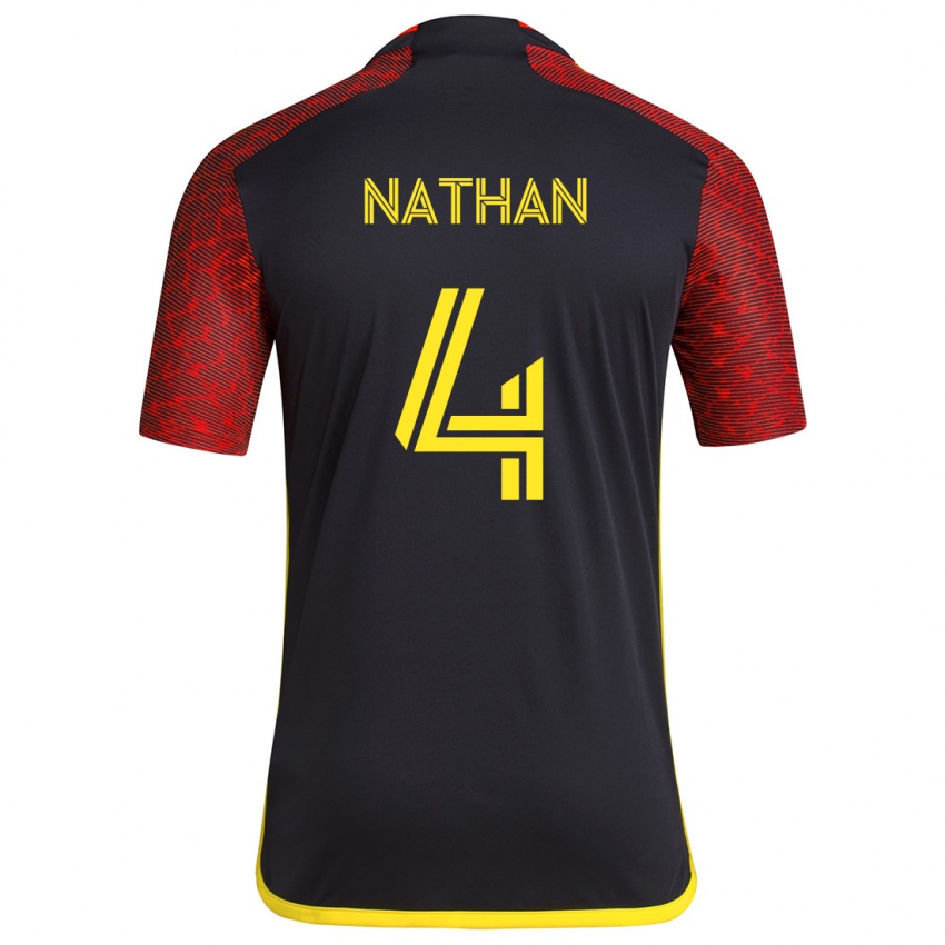 Niño Camiseta Nathan #4 Negro Rojo 2ª Equipación 2024/25 La Camisa Chile