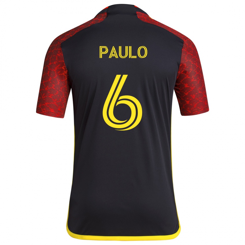 Niño Camiseta João Paulo #6 Negro Rojo 2ª Equipación 2024/25 La Camisa Chile