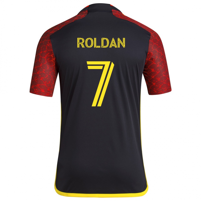 Niño Camiseta Cristian Roldán #7 Negro Rojo 2ª Equipación 2024/25 La Camisa Chile