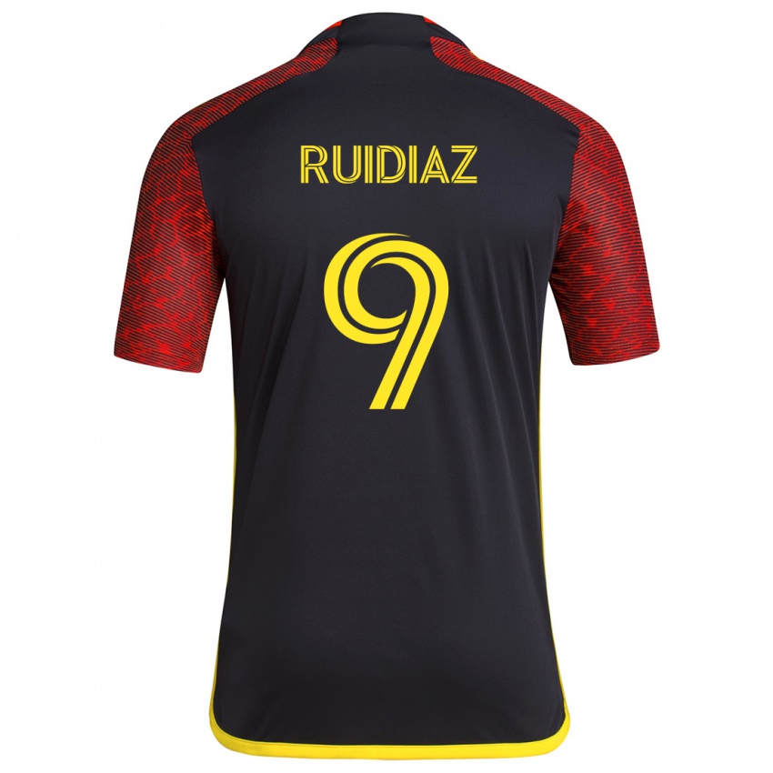 Niño Camiseta Raúl Ruidíaz #9 Negro Rojo 2ª Equipación 2024/25 La Camisa Chile