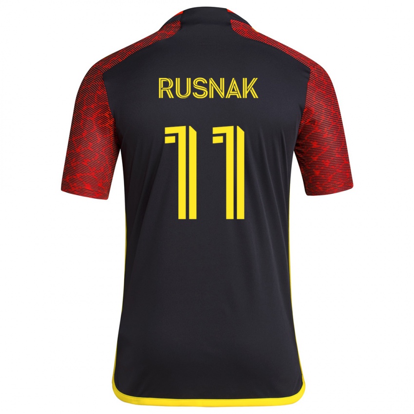 Niño Camiseta Albert Rusnák #11 Negro Rojo 2ª Equipación 2024/25 La Camisa Chile