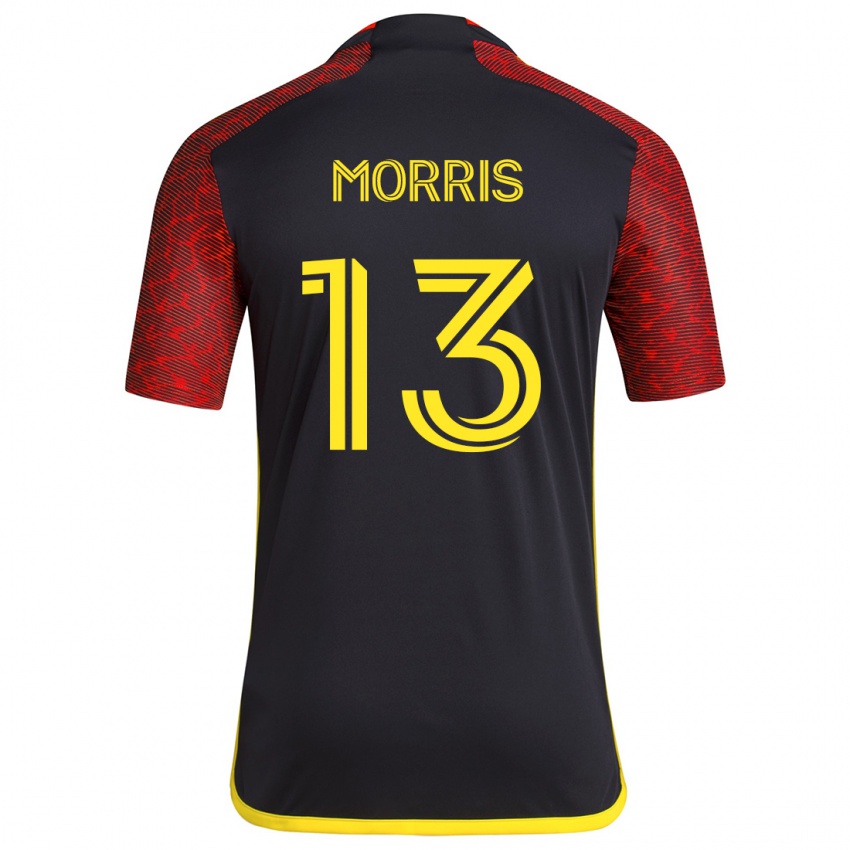 Niño Camiseta Jordan Morris #13 Negro Rojo 2ª Equipación 2024/25 La Camisa Chile