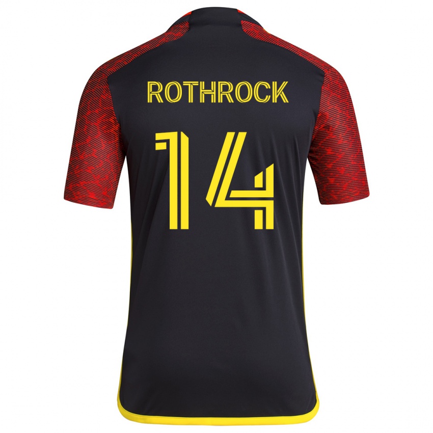 Niño Camiseta Paul Rothrock #14 Negro Rojo 2ª Equipación 2024/25 La Camisa Chile