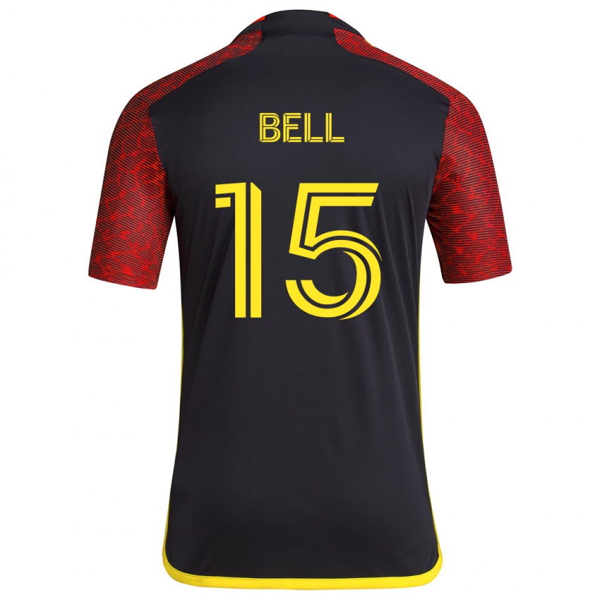 Niño Camiseta Jon Bell #15 Negro Rojo 2ª Equipación 2024/25 La Camisa Chile