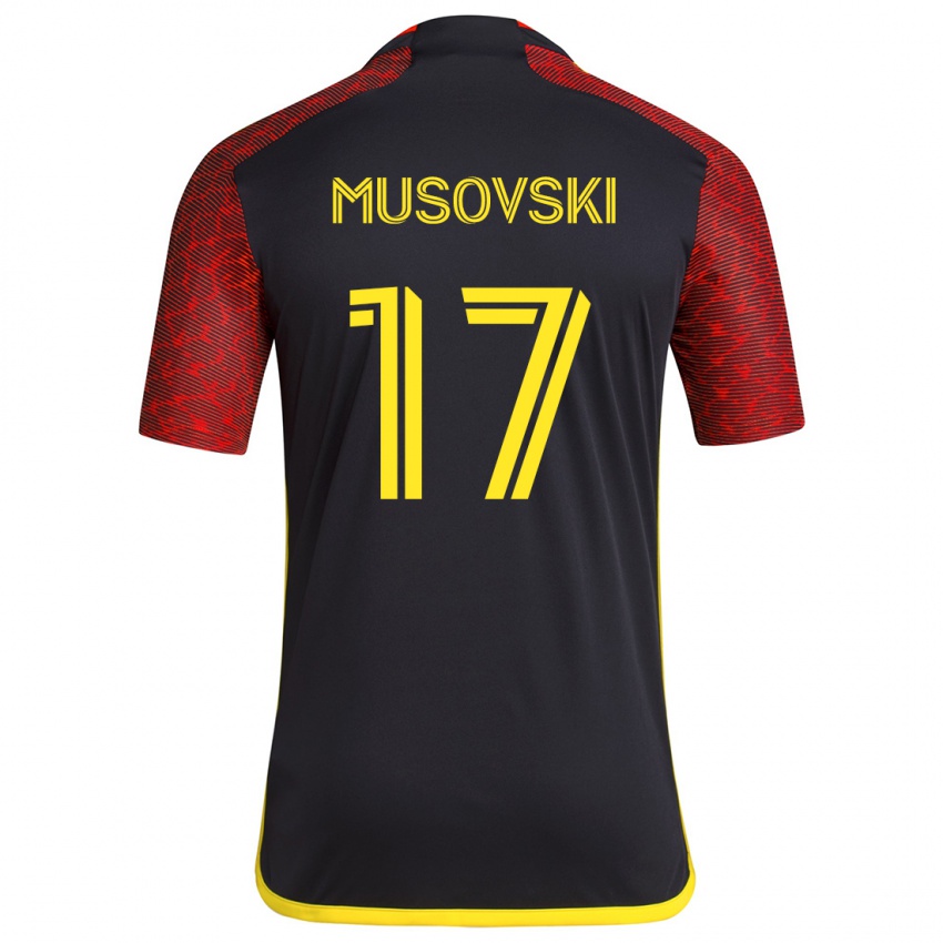 Niño Camiseta Danny Musovski #17 Negro Rojo 2ª Equipación 2024/25 La Camisa Chile