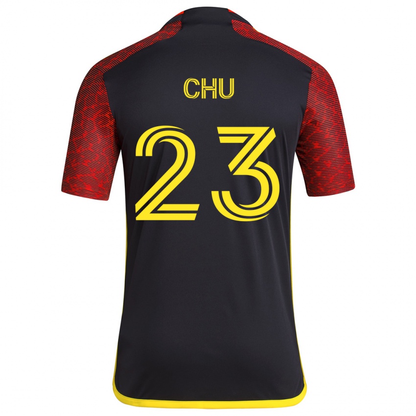 Niño Camiseta Léo Chú #23 Negro Rojo 2ª Equipación 2024/25 La Camisa Chile