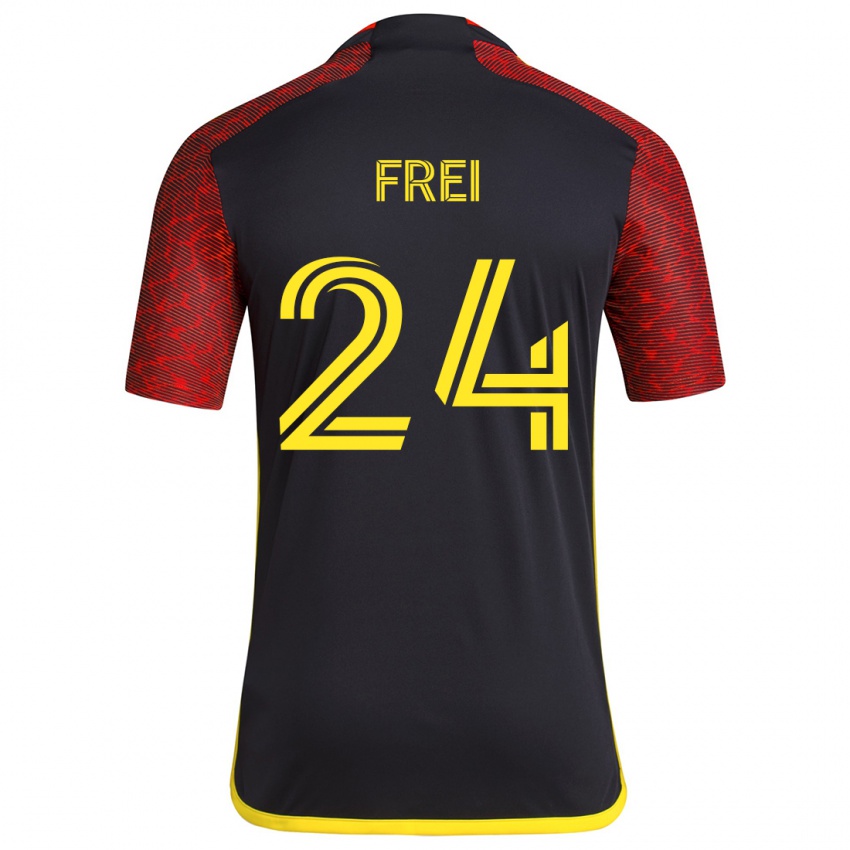 Niño Camiseta Stefan Frei #24 Negro Rojo 2ª Equipación 2024/25 La Camisa Chile