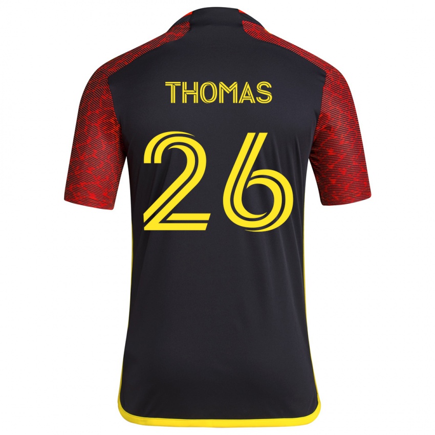 Niño Camiseta Andrew Thomas #26 Negro Rojo 2ª Equipación 2024/25 La Camisa Chile