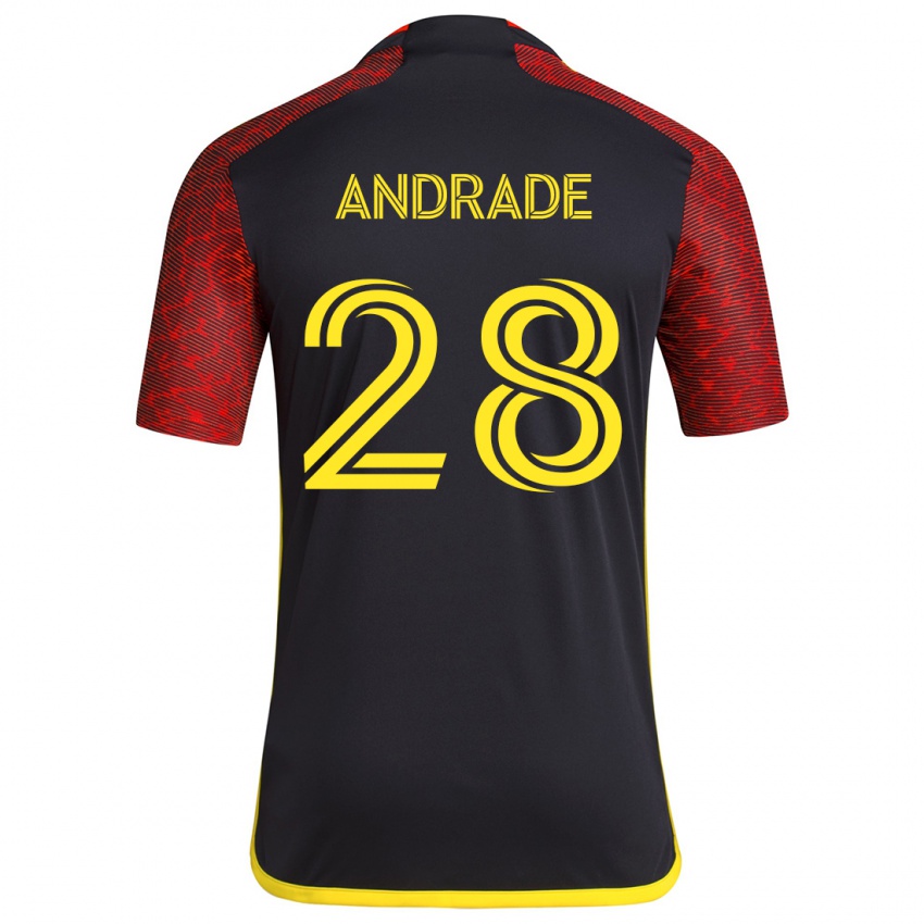 Niño Camiseta Yeimar Gómez Andrade #28 Negro Rojo 2ª Equipación 2024/25 La Camisa Chile