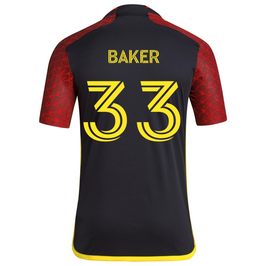 Niño Camiseta Cody Baker #33 Negro Rojo 2ª Equipación 2024/25 La Camisa Chile