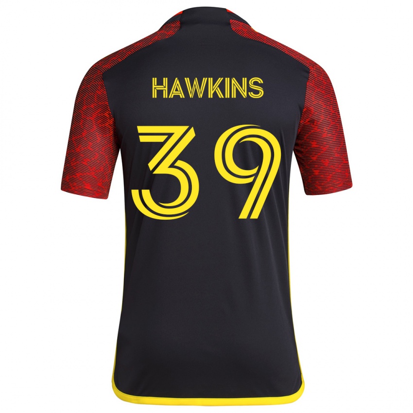 Niño Camiseta Stuart Hawkins #39 Negro Rojo 2ª Equipación 2024/25 La Camisa Chile