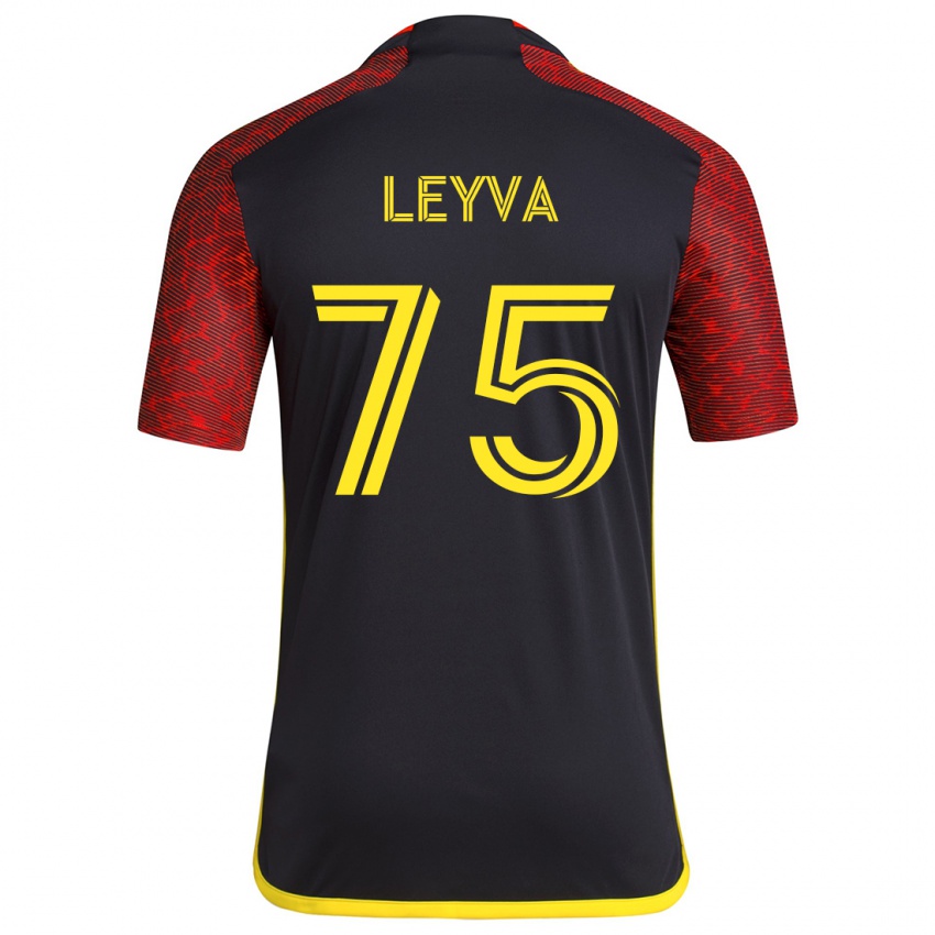 Niño Camiseta Danny Leyva #75 Negro Rojo 2ª Equipación 2024/25 La Camisa Chile