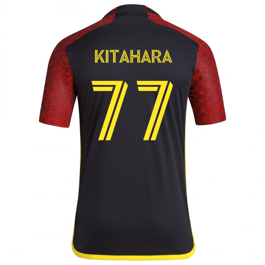 Niño Camiseta Sota Kitahara #77 Negro Rojo 2ª Equipación 2024/25 La Camisa Chile