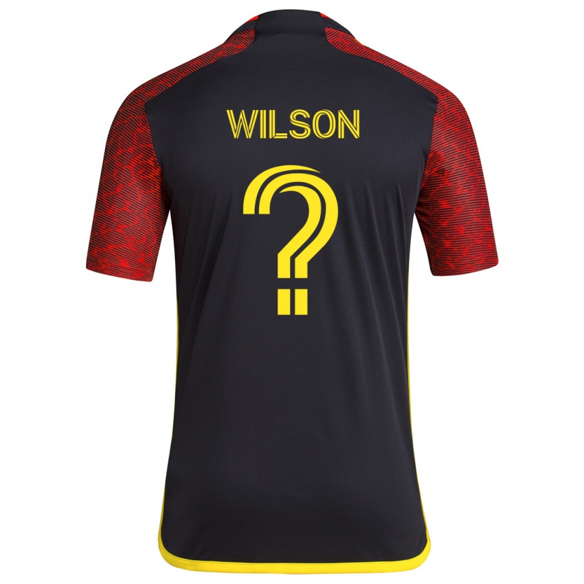 Niño Camiseta Trevor Wilson #0 Negro Rojo 2ª Equipación 2024/25 La Camisa Chile