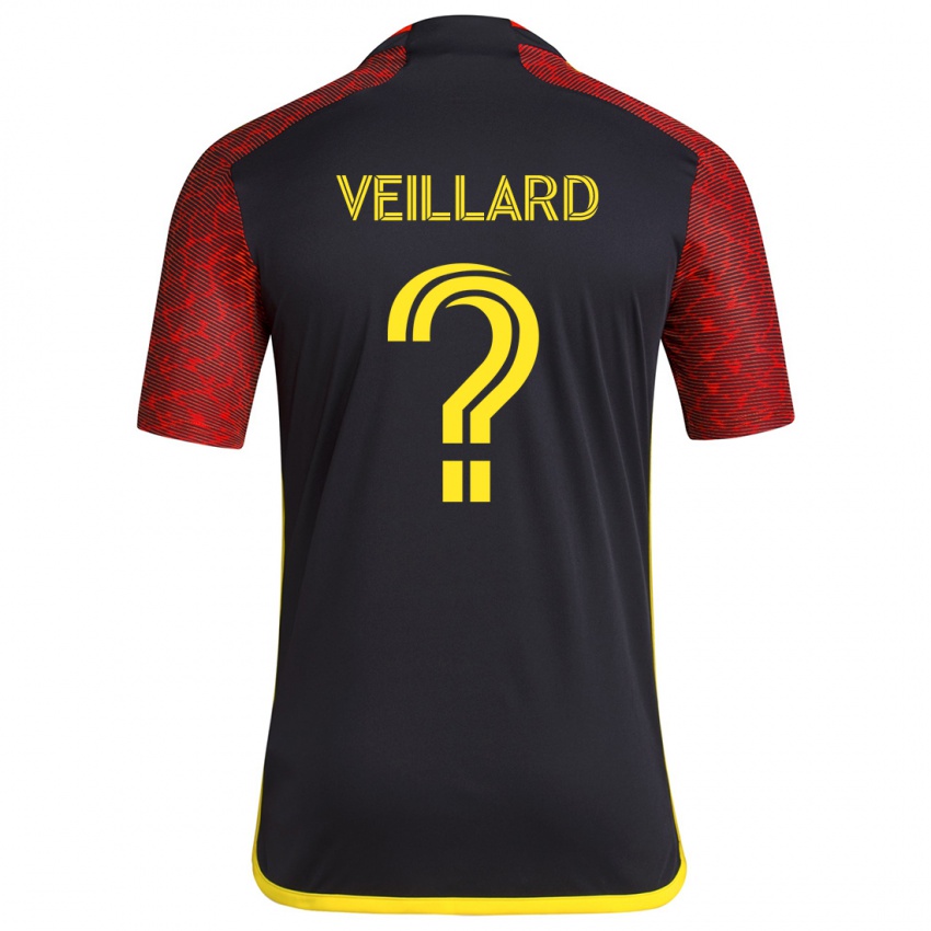 Niño Camiseta Etienne Veillard #0 Negro Rojo 2ª Equipación 2024/25 La Camisa Chile