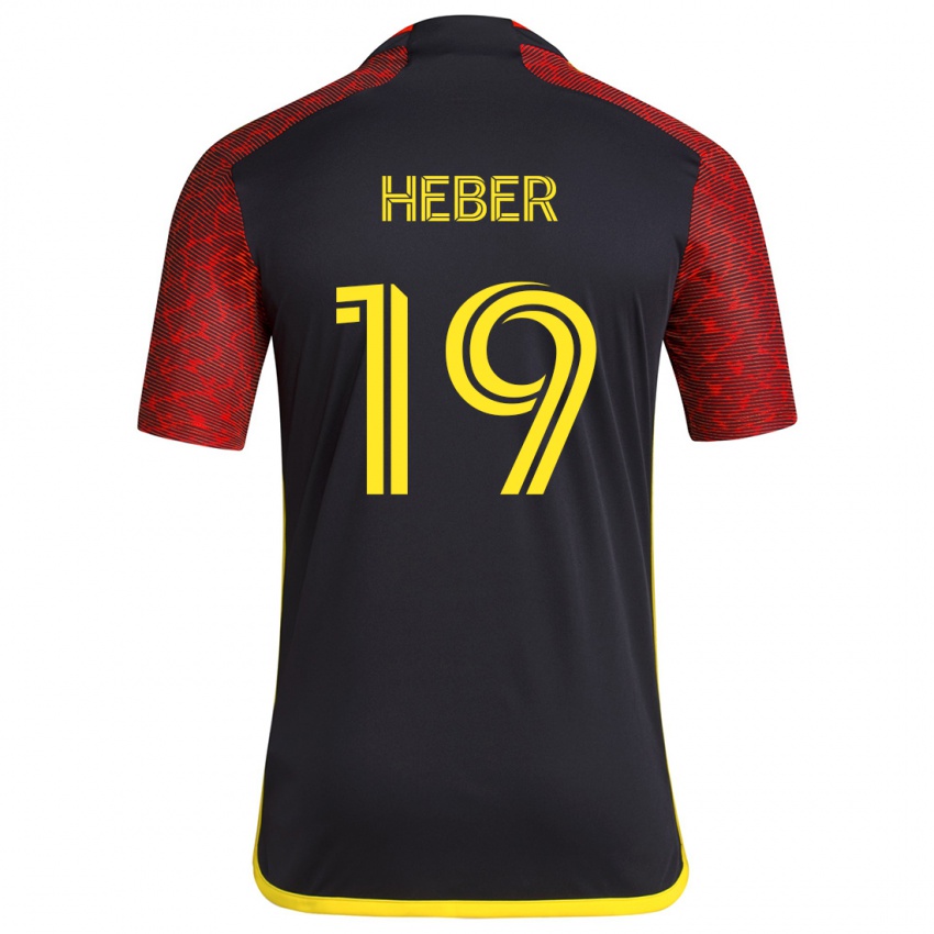 Niño Camiseta Héber #19 Negro Rojo 2ª Equipación 2024/25 La Camisa Chile