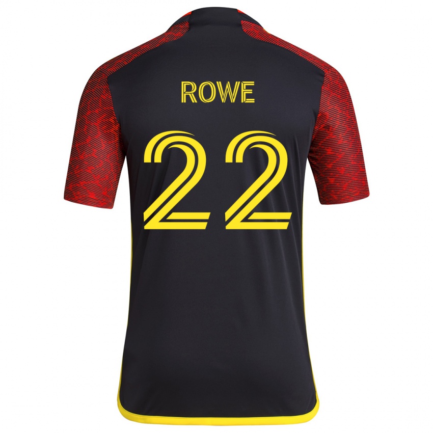 Niño Camiseta Kelyn Rowe #22 Negro Rojo 2ª Equipación 2024/25 La Camisa Chile