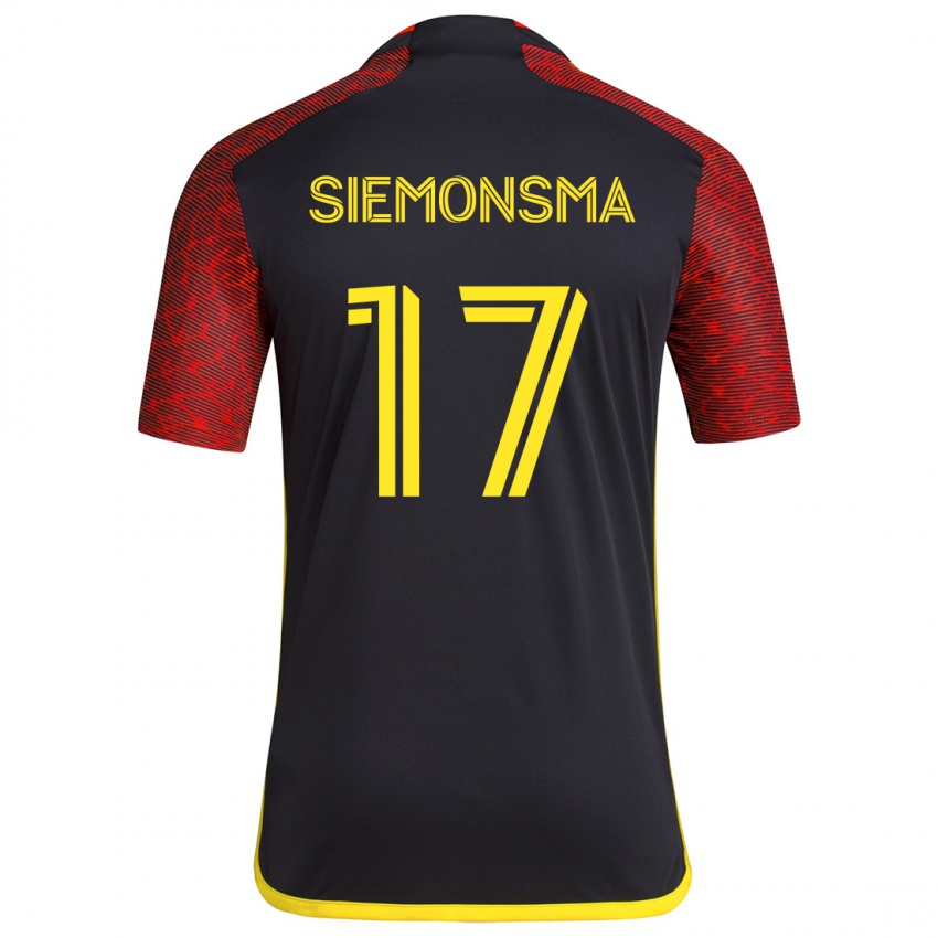 Niño Camiseta Sianna Siemonsma #17 Negro Rojo 2ª Equipación 2024/25 La Camisa Chile