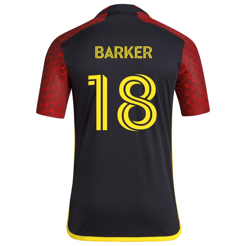 Niño Camiseta Alicia Barker #18 Negro Rojo 2ª Equipación 2024/25 La Camisa Chile